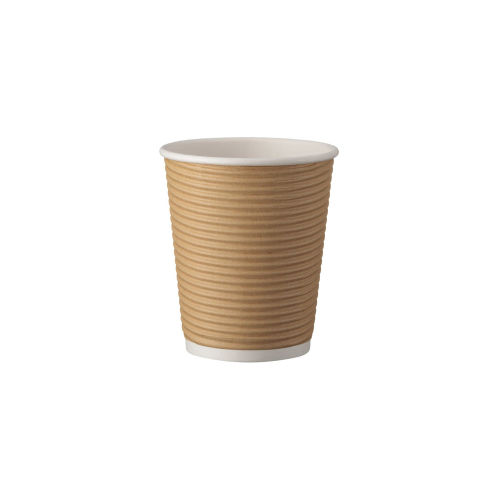 Vienk. puodeliai kavai 250 ml. d80 mm. pop. kraft rievėti (50)
