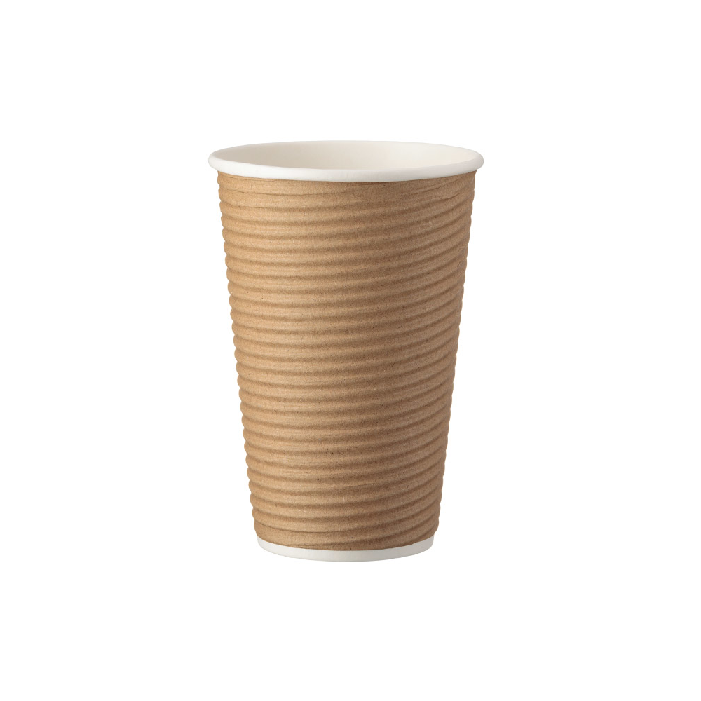Vienkartiniai puodeliai kavai (kraft rievėti, 450 ml., 25 vnt.)