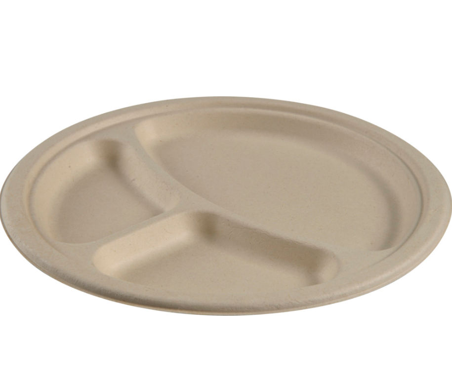Vienk. lėkštės 26 cm  Eco tvirtos (50) 3 skyrių
